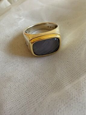 David Yurman Men’s Ring 925 Sterling Silver 18K Gold Chalcedony Cat’s Eye 12.5
